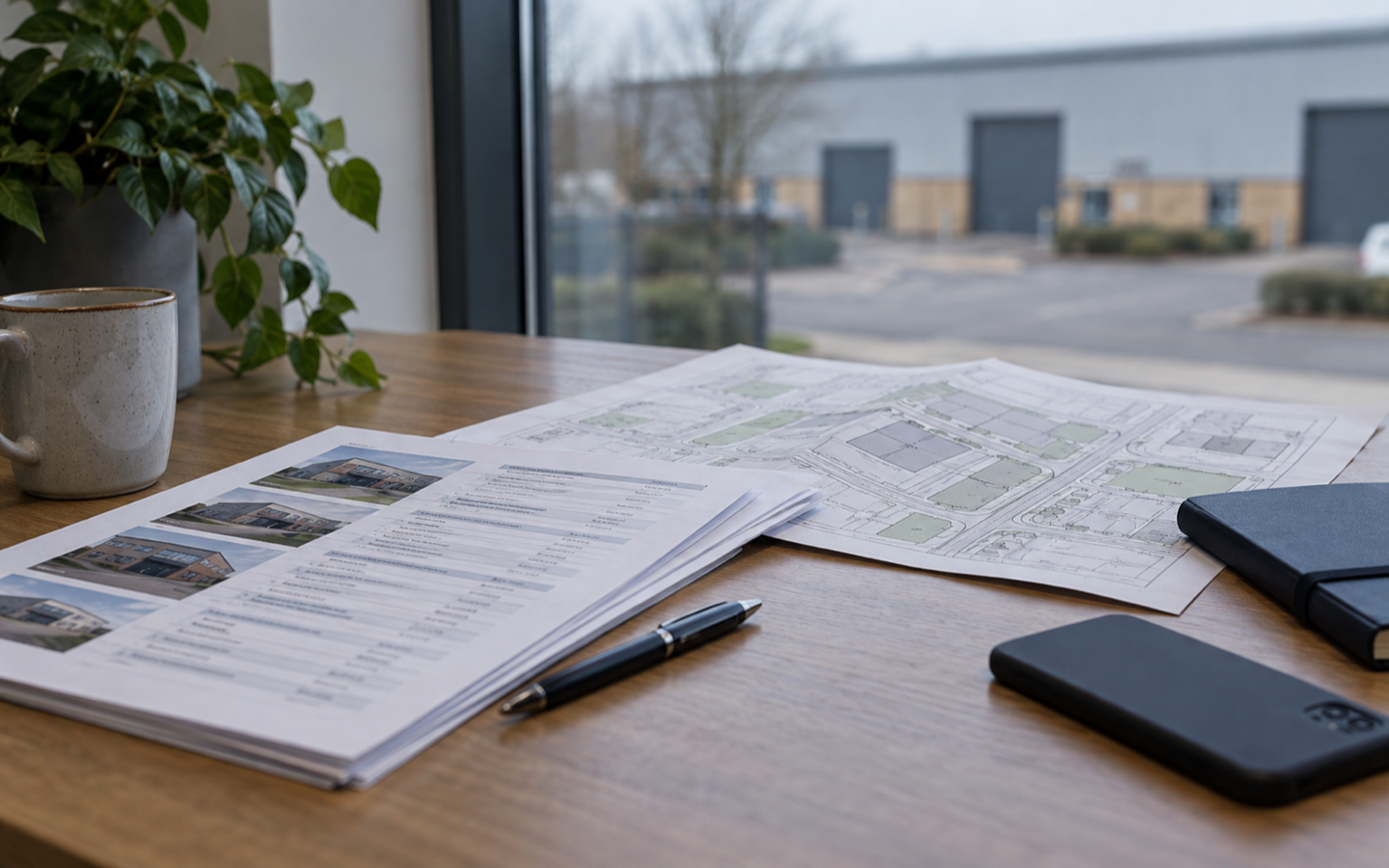 Commercial research material beside an industrial property