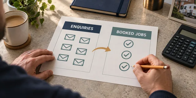 Illustrative comparison of enquiries and booked jobs